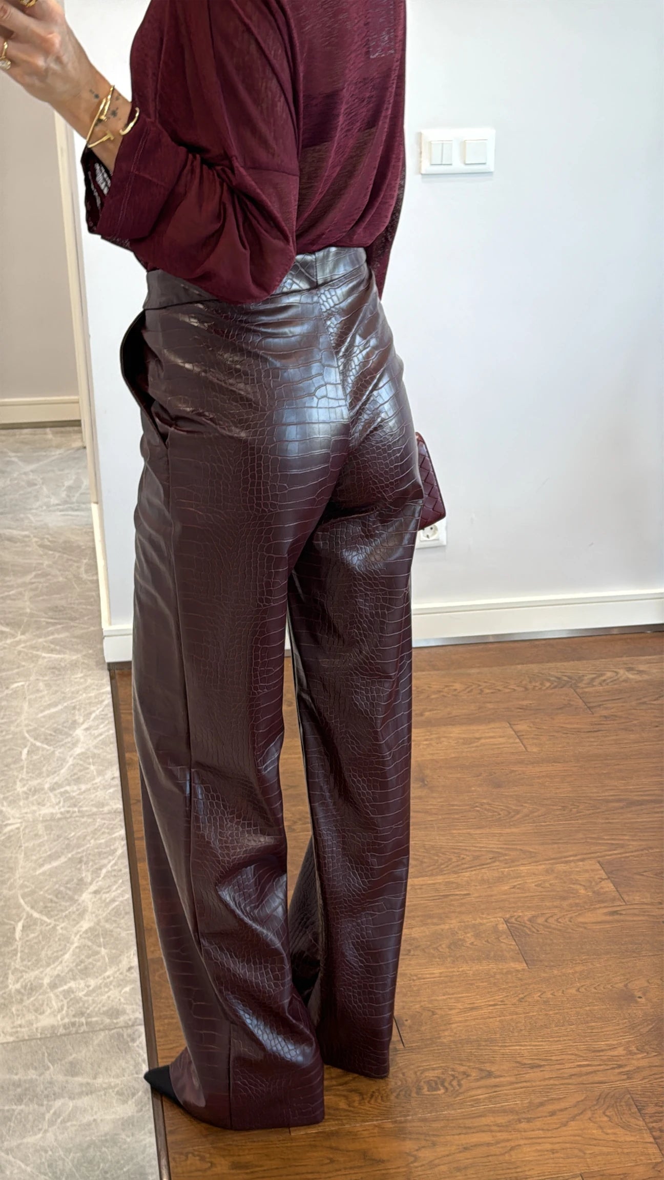 Croco leather trousers