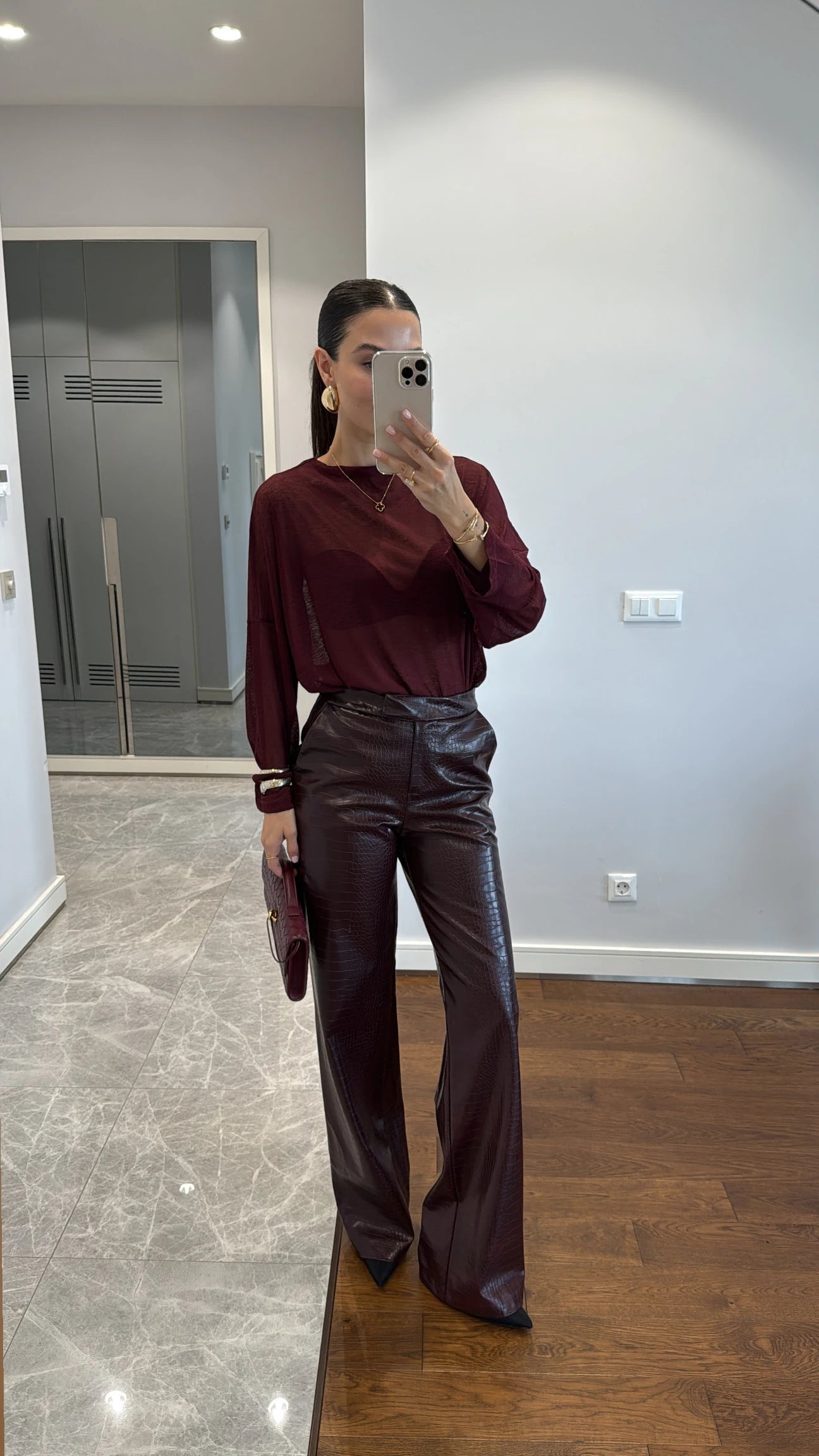 Croco leather trousers