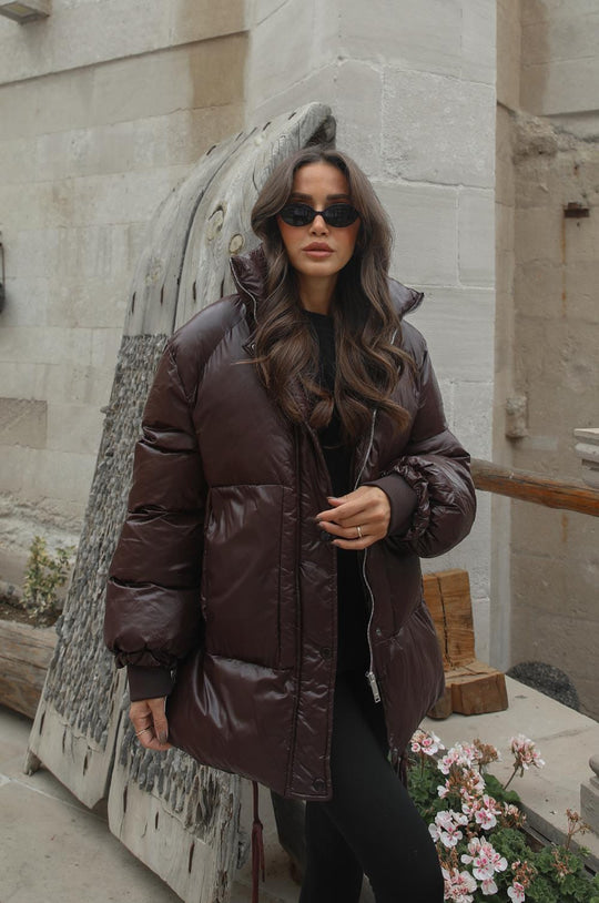 Zippered and snap-front puffer jacket