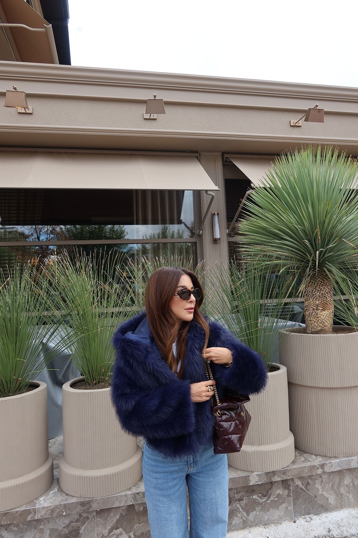 Hooded fur jacket