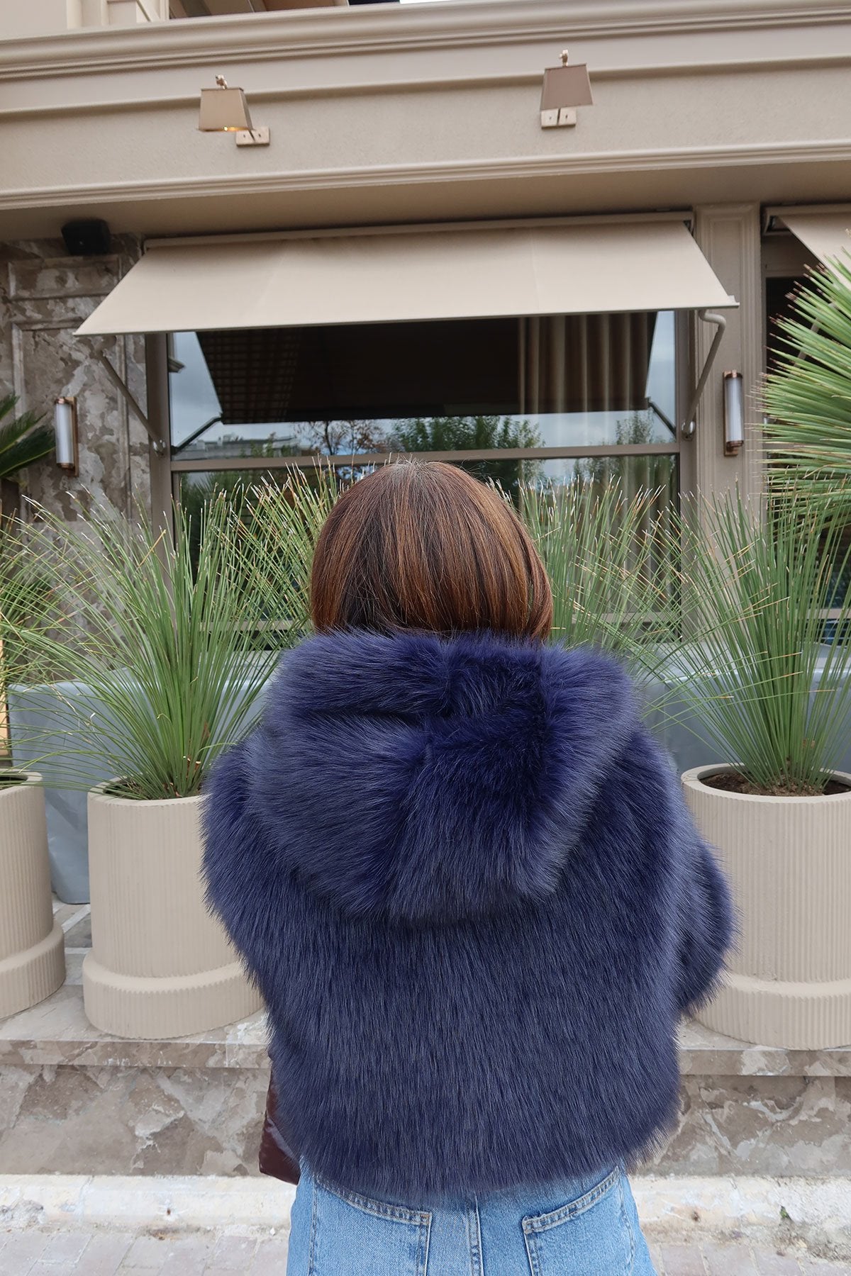 Hooded fur jacket