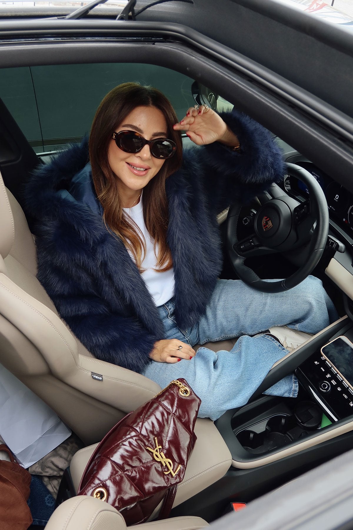 Hooded fur jacket