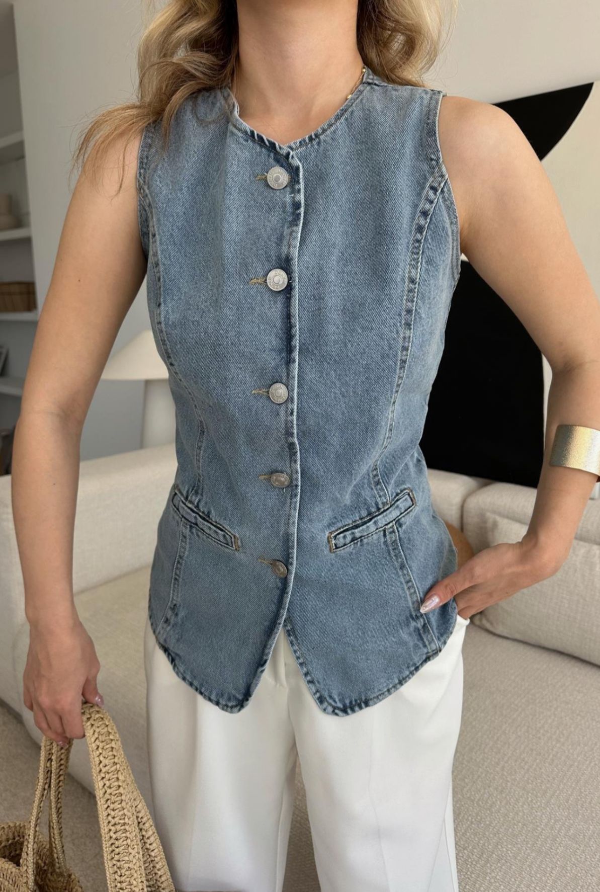 Blue denim vest