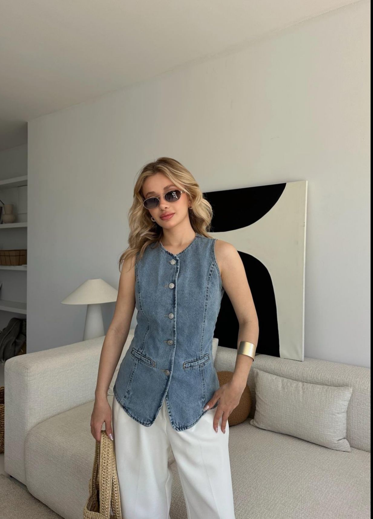 Blue denim vest