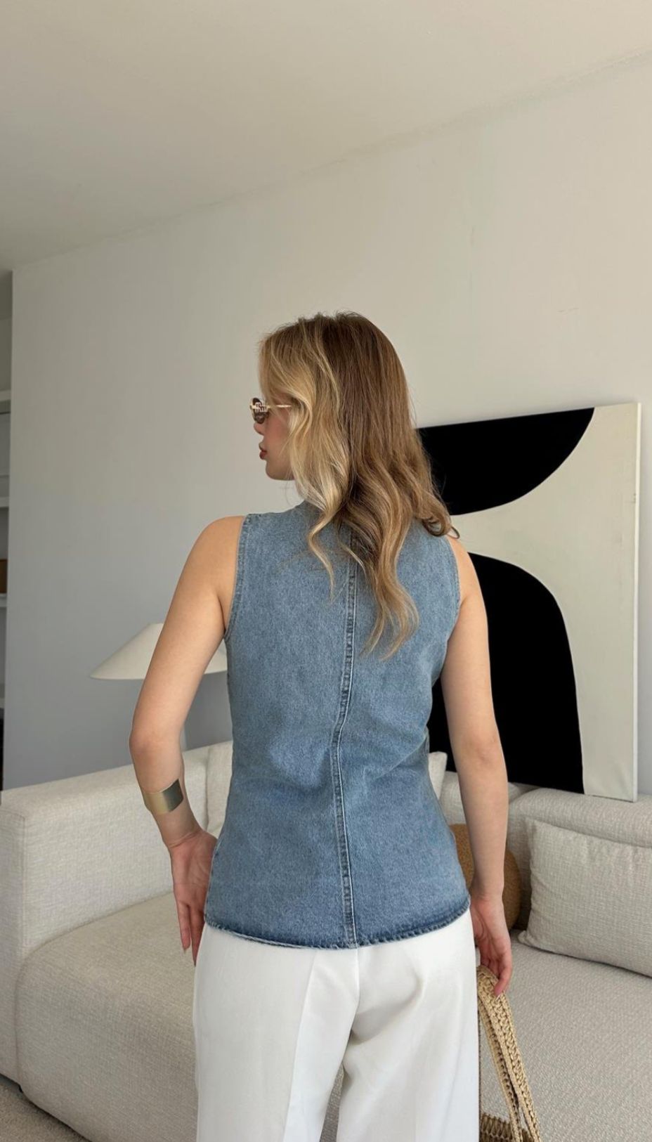 Blue denim vest