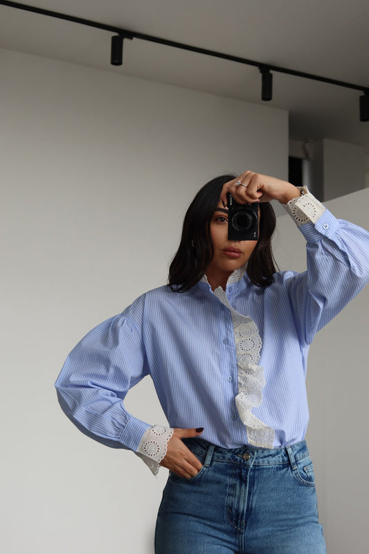 Striped lace shirt