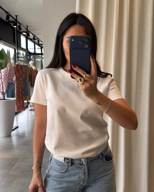 Crew neck solid texture basic