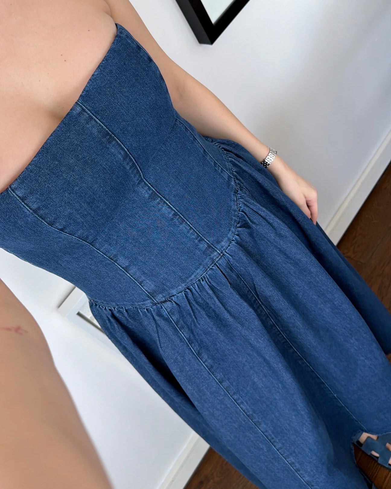 Strapless denim dress