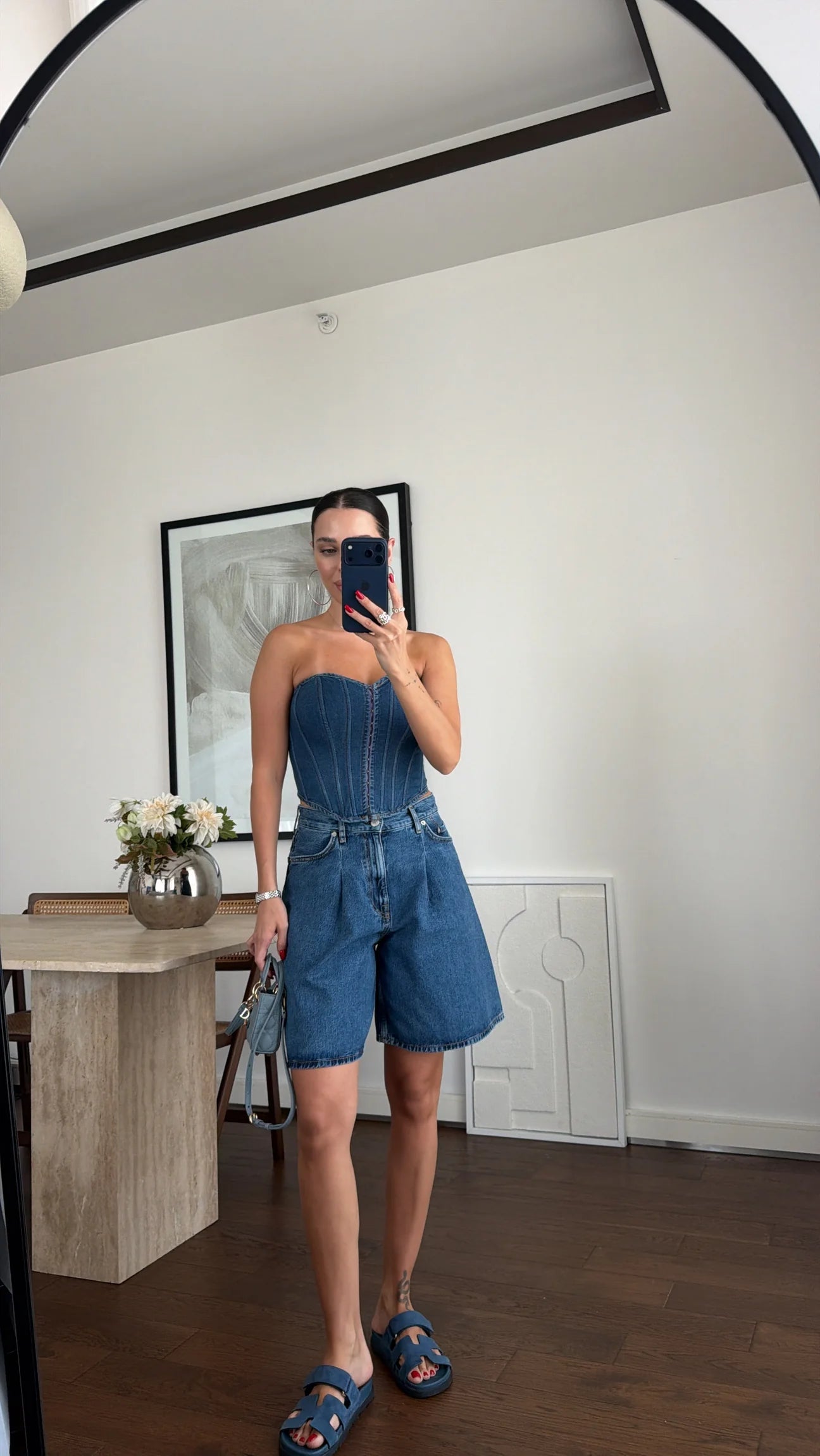 Denim high waist shorts