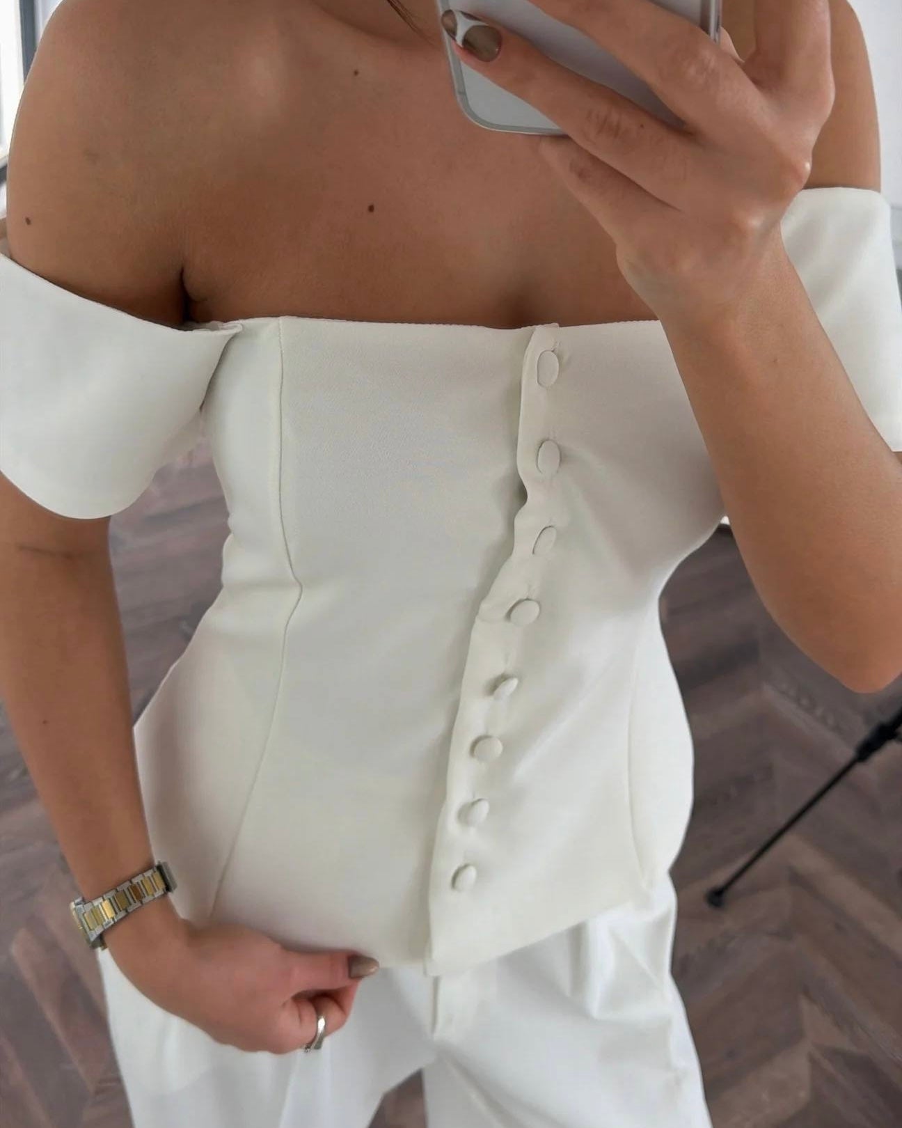 Madonna collar button-down blouse