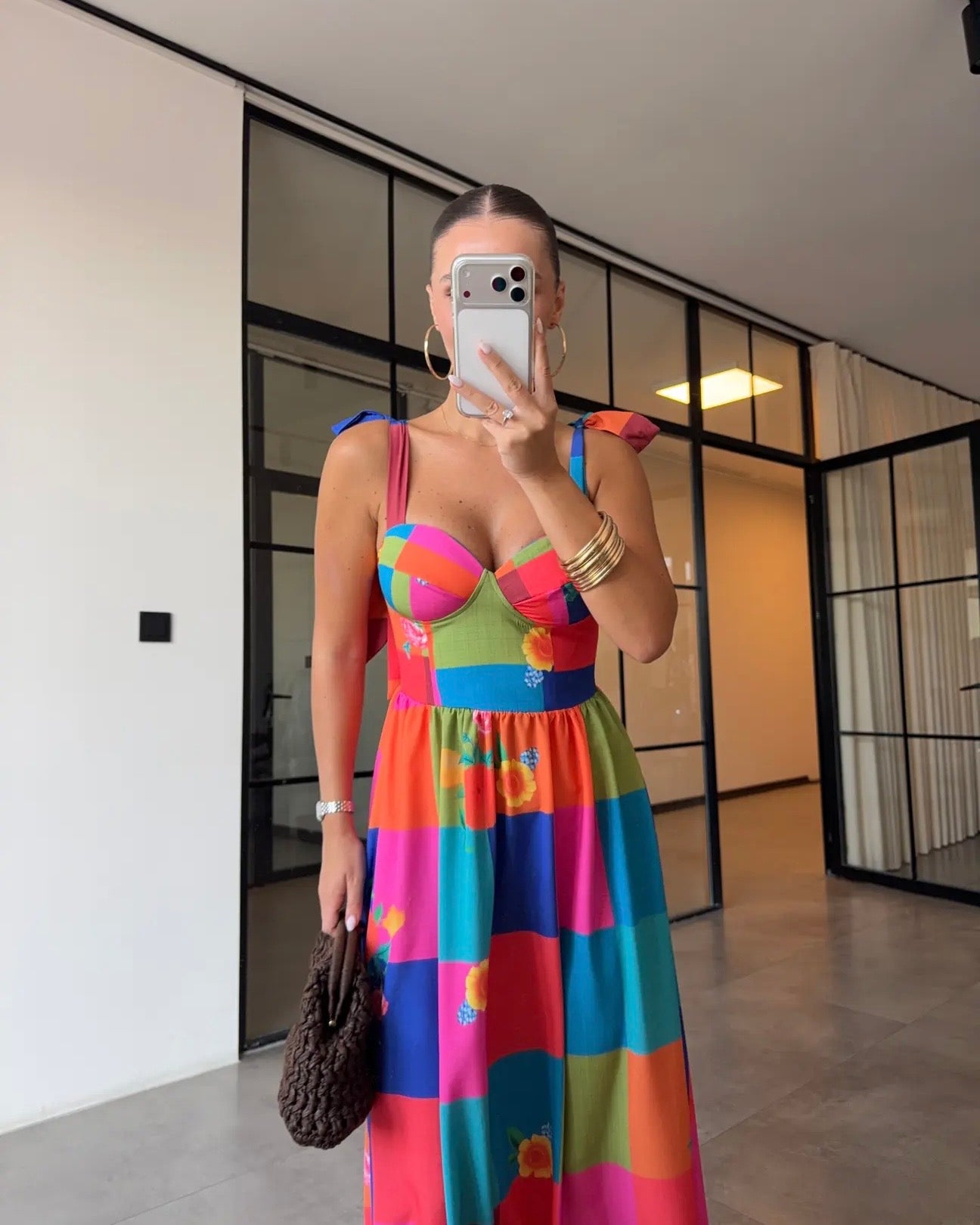 Colorful floral print maxi dress
