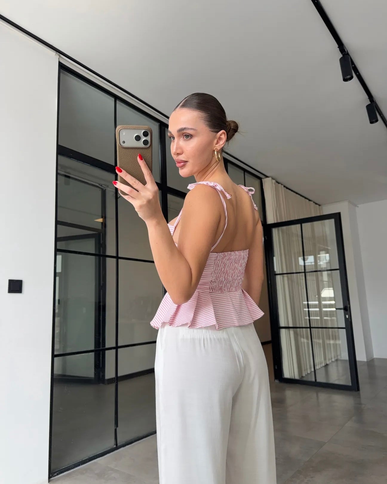 Strapless striped corset blouse