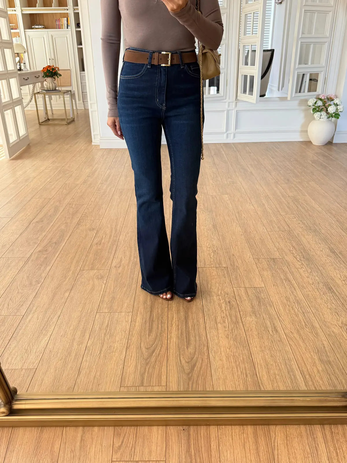High-waist flare trousers