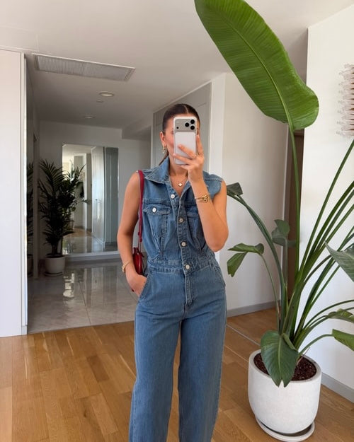 Callie pens detailed denim jumpsuit