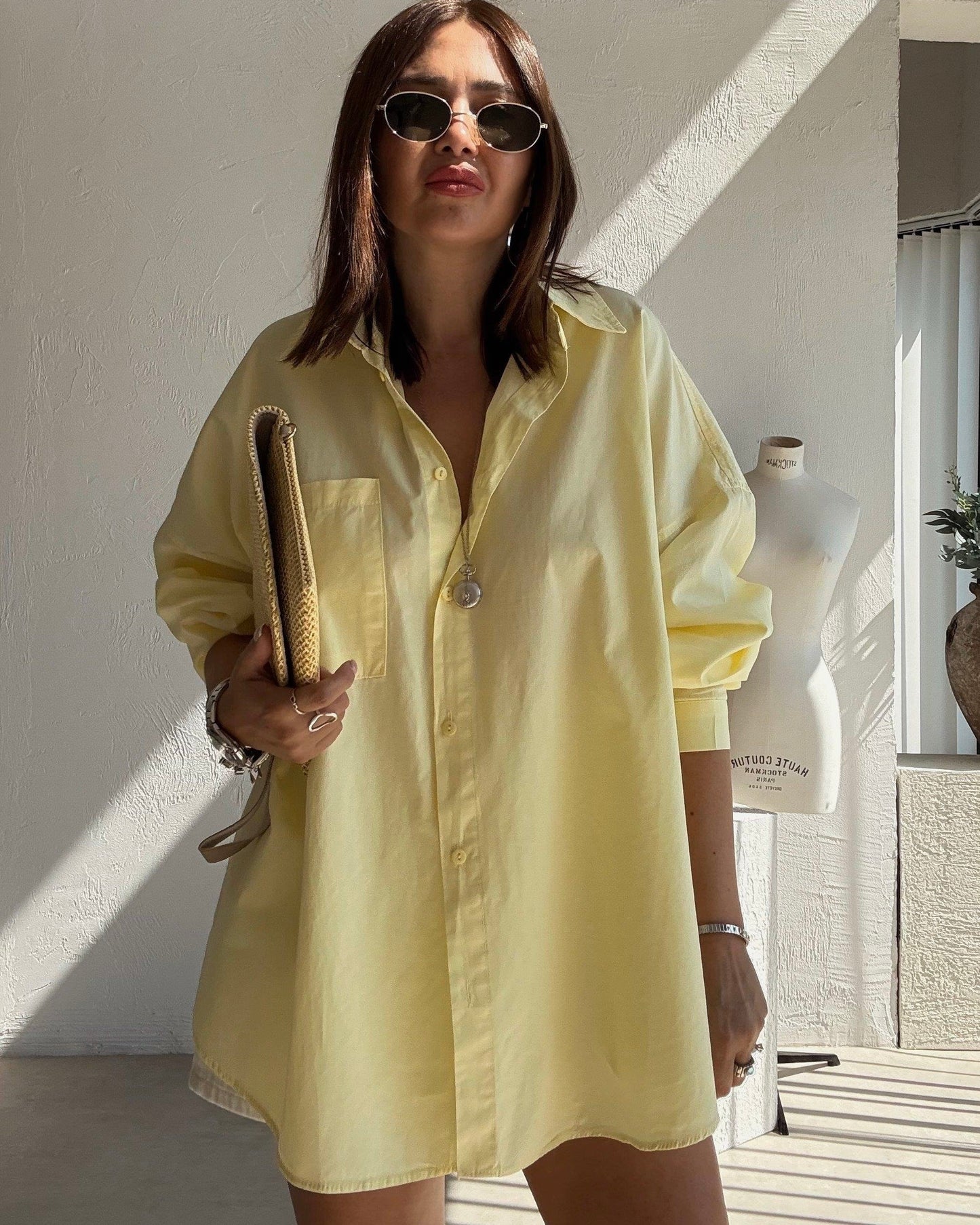 Oversized single pocket shirt