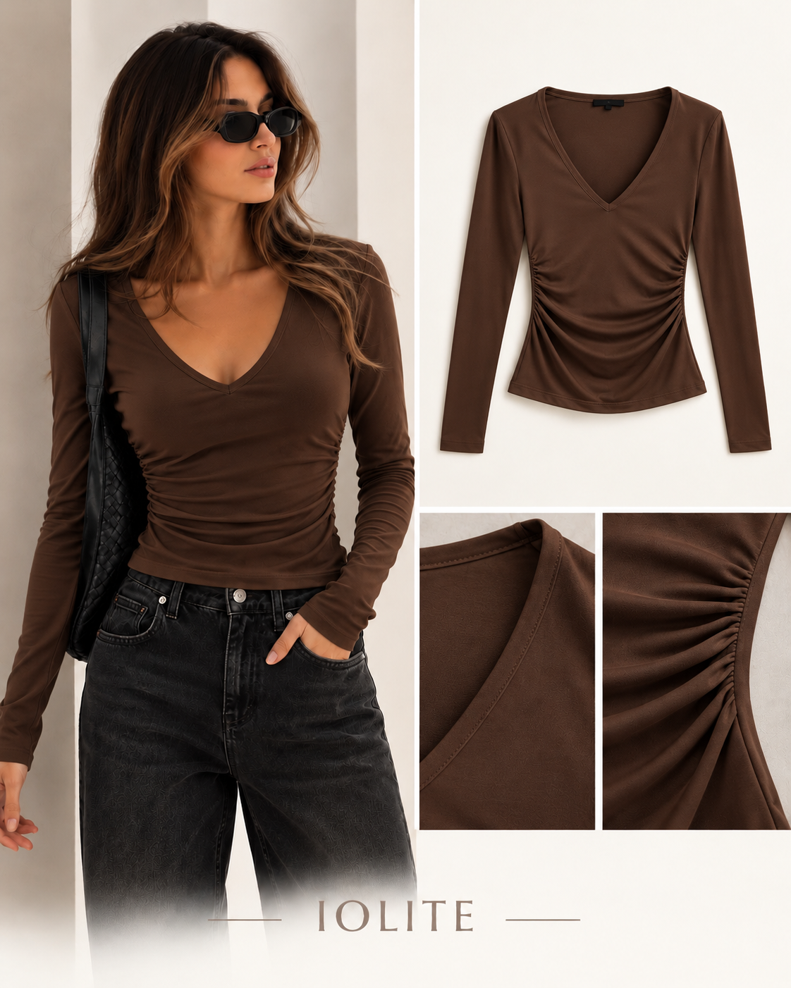Long-sleeve V-neck top