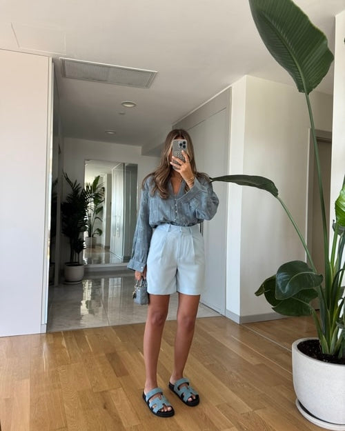 Rina pile detailed city shorts