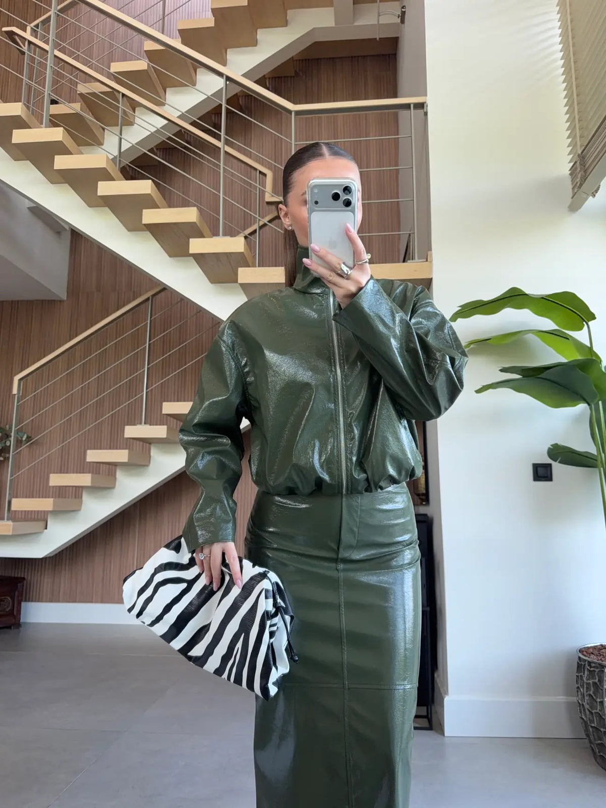 PU faux-leather two-piece set