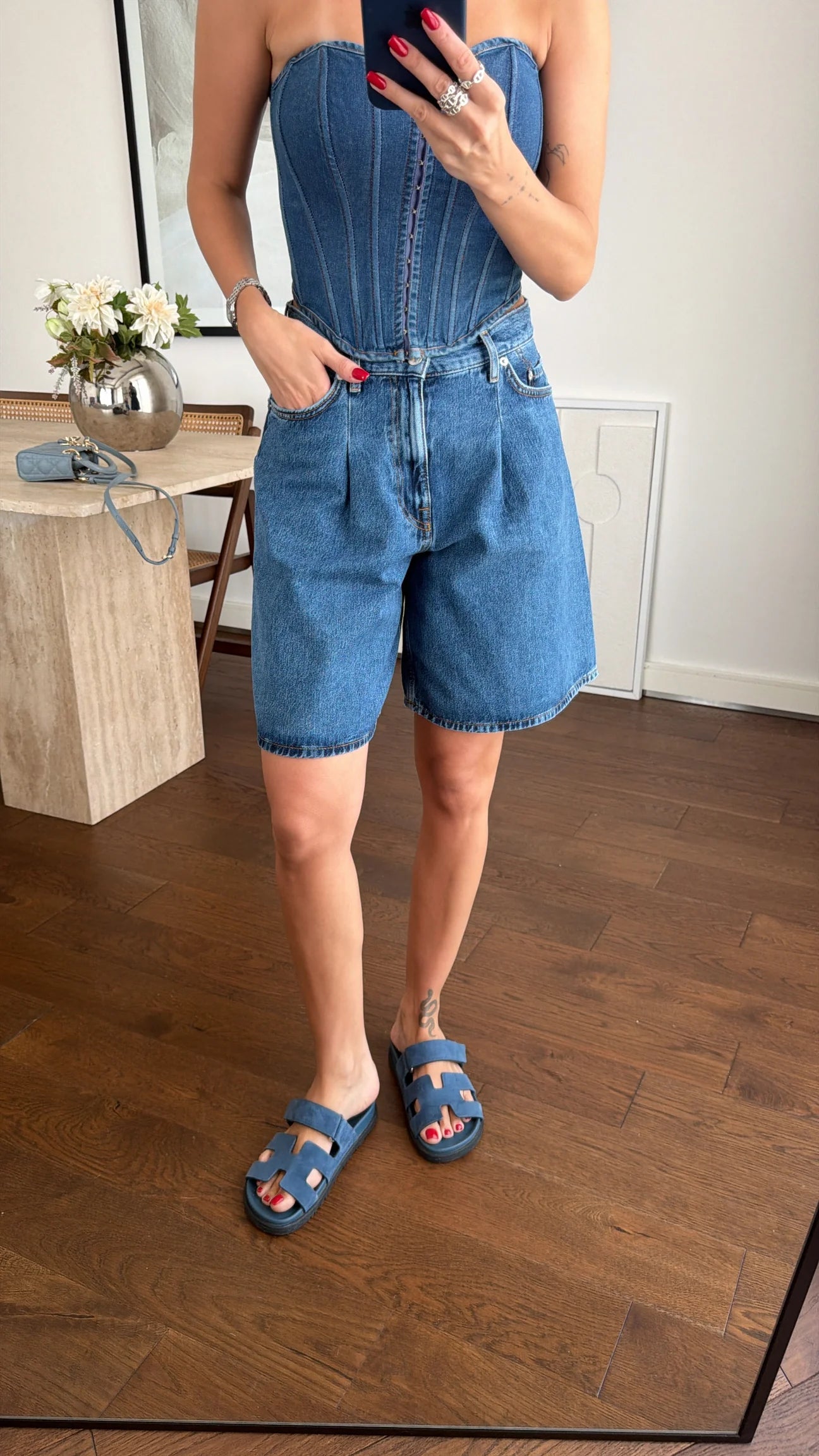 Denim high waist shorts