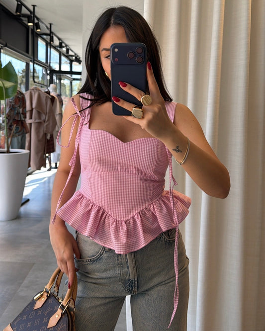 Pink cowslip bustier