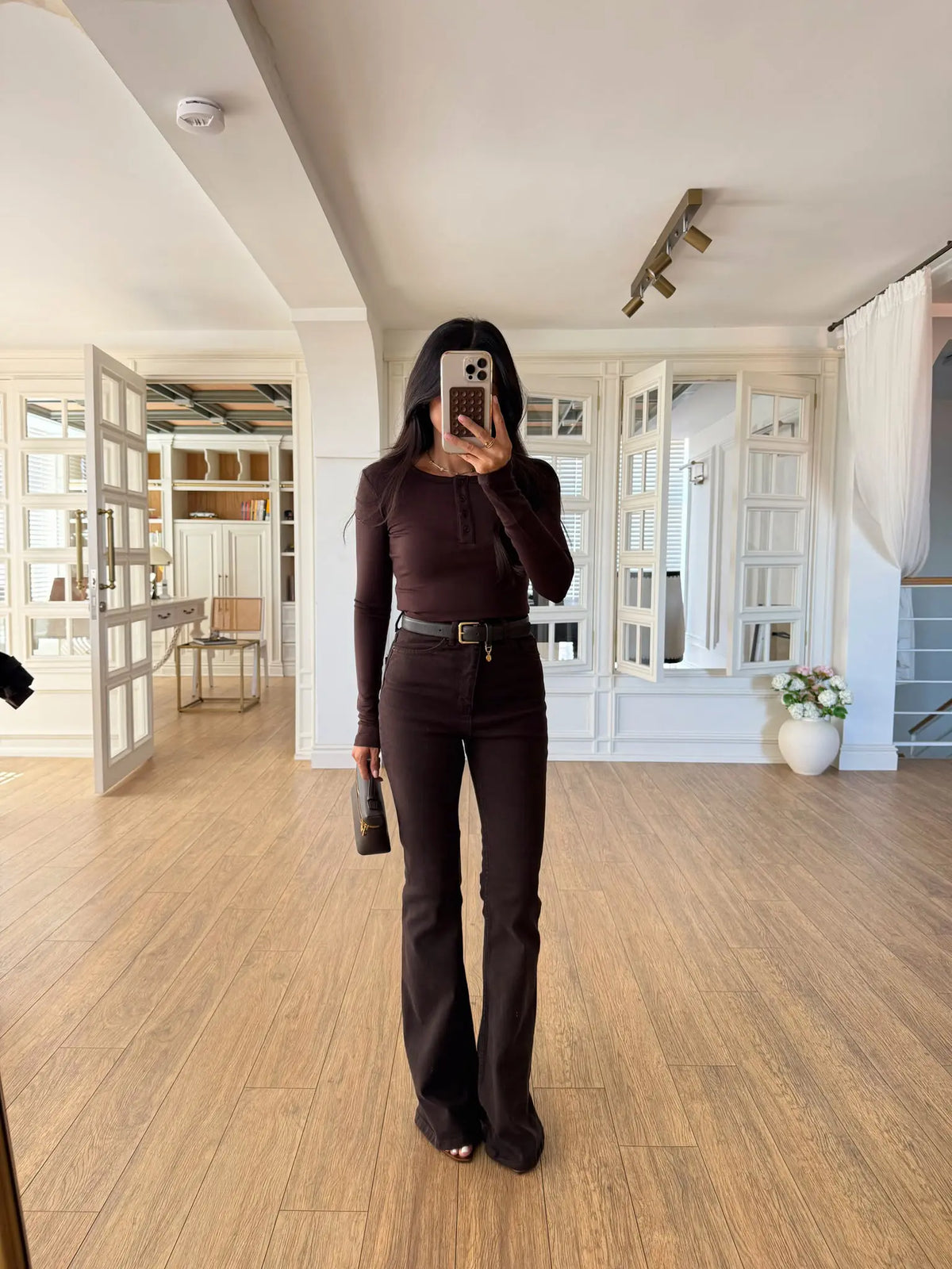 High-waist flare trousers
