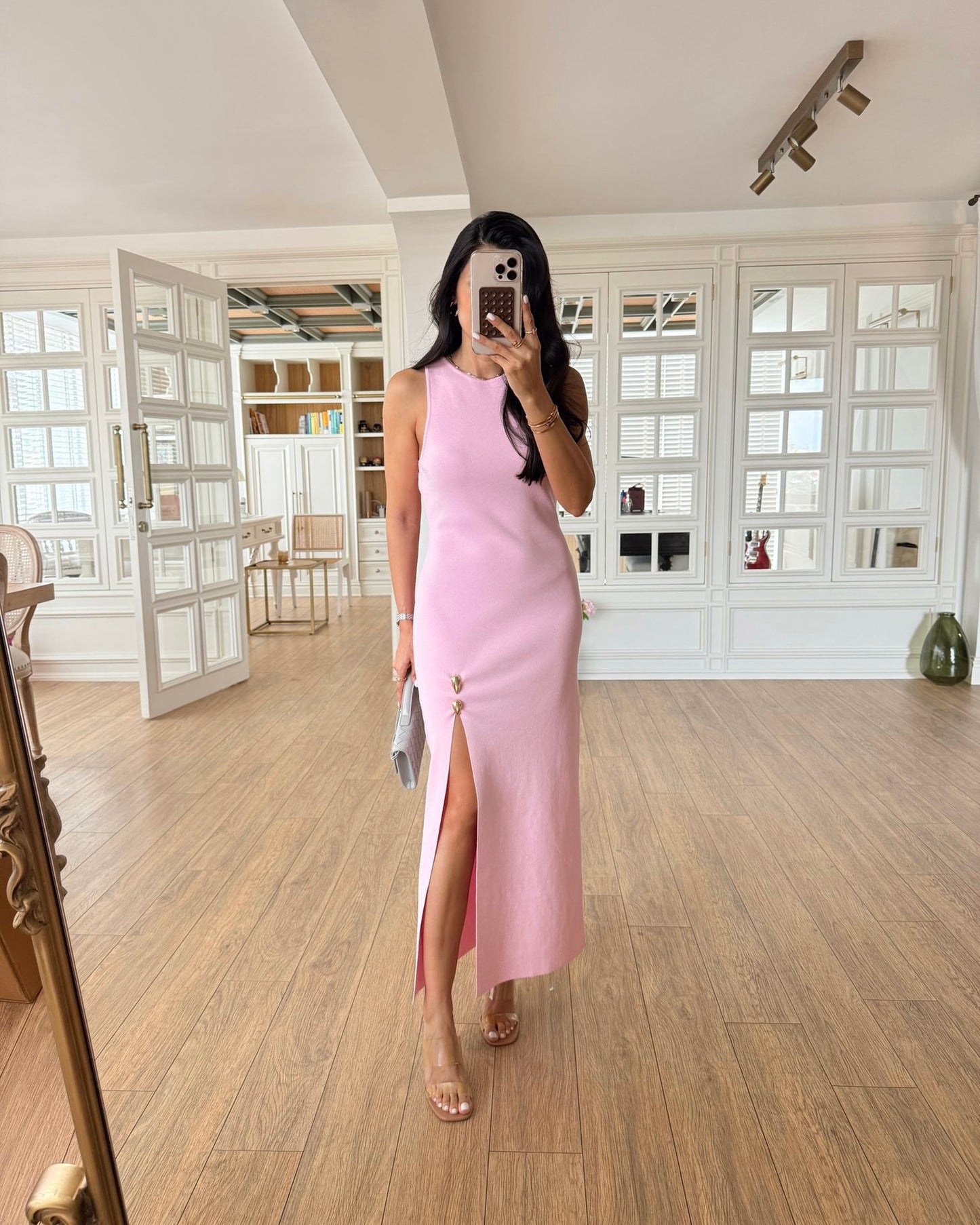 Midi dress with high slit detail