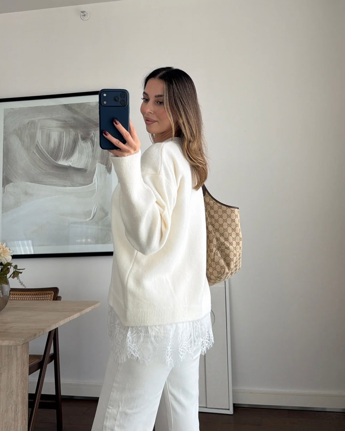 Lace detail knitted sweater