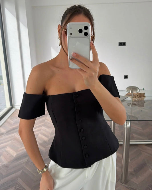 Madonna collar button-down blouse - brown