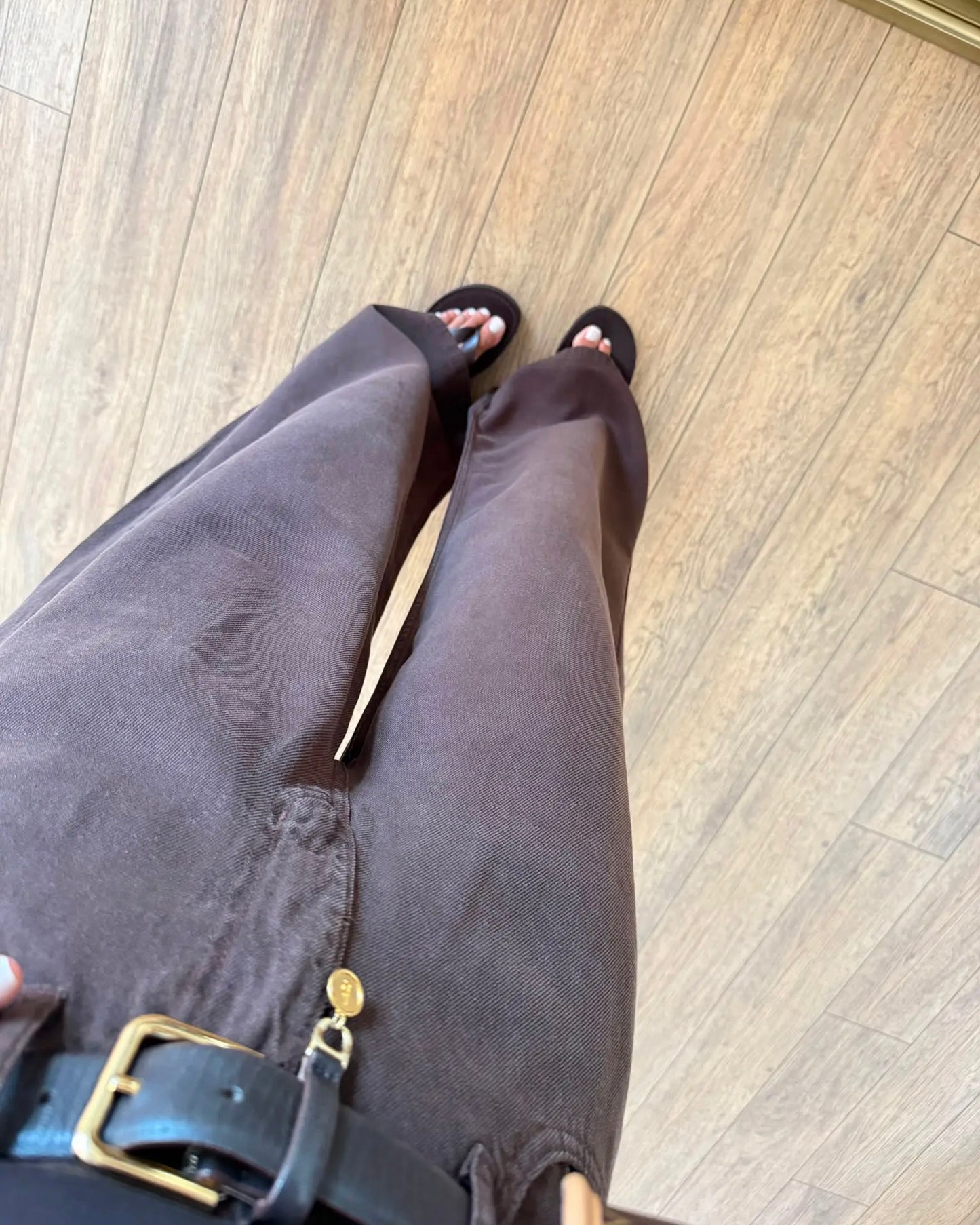 Ruby elastic back waist wide leg flowy trousers