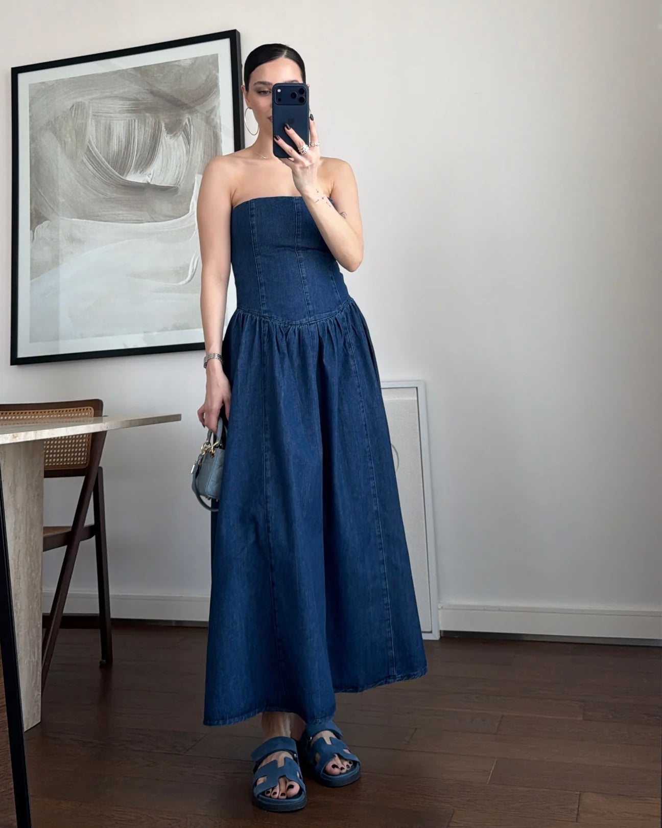 Strapless denim dress