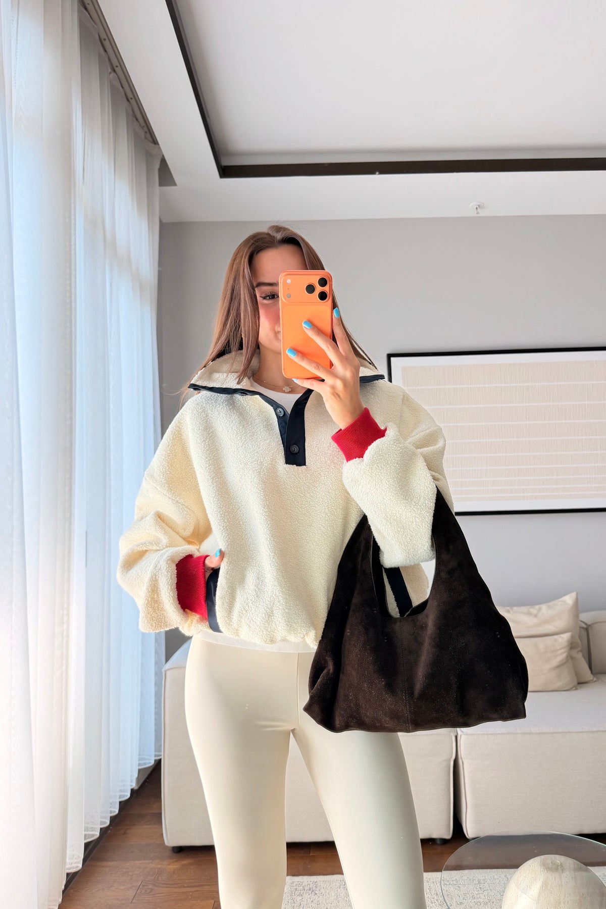 Half-zip teddy fleece pullovers