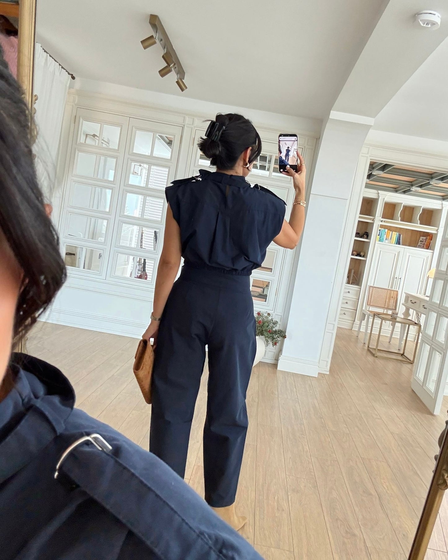 Etromy belt detailed crop blouse and pants set