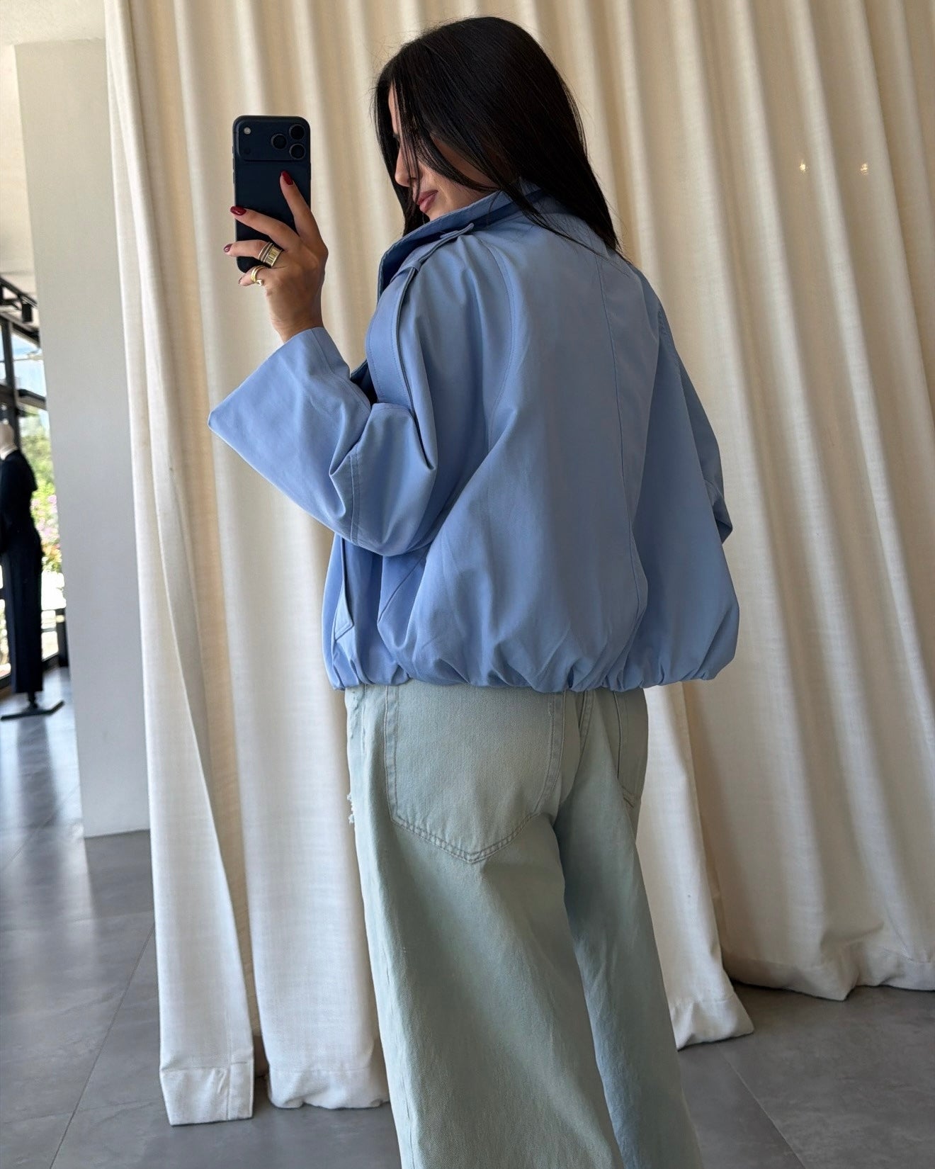 Blue bomber jacket