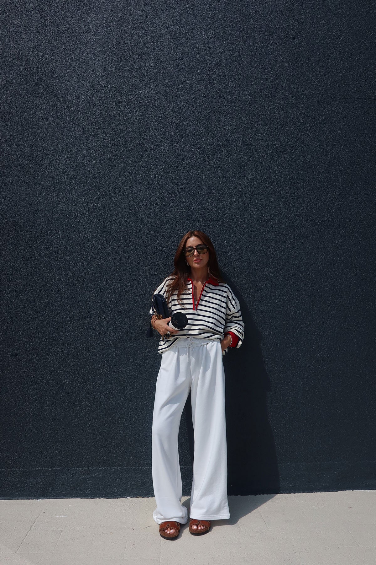 Striped sweater with a chic preppy touch