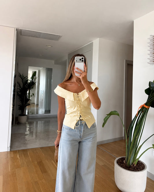 Lace-up eyelet top