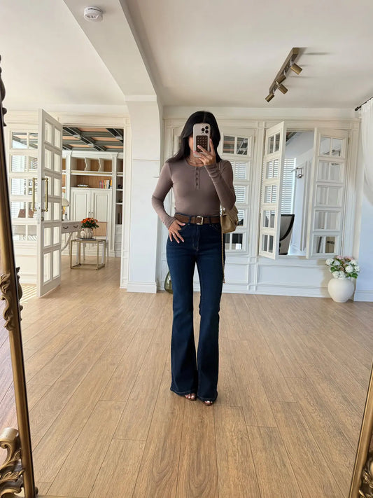 High-waist flare trousers