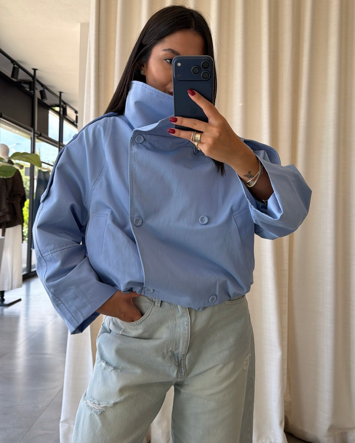 Blue bomber jacket