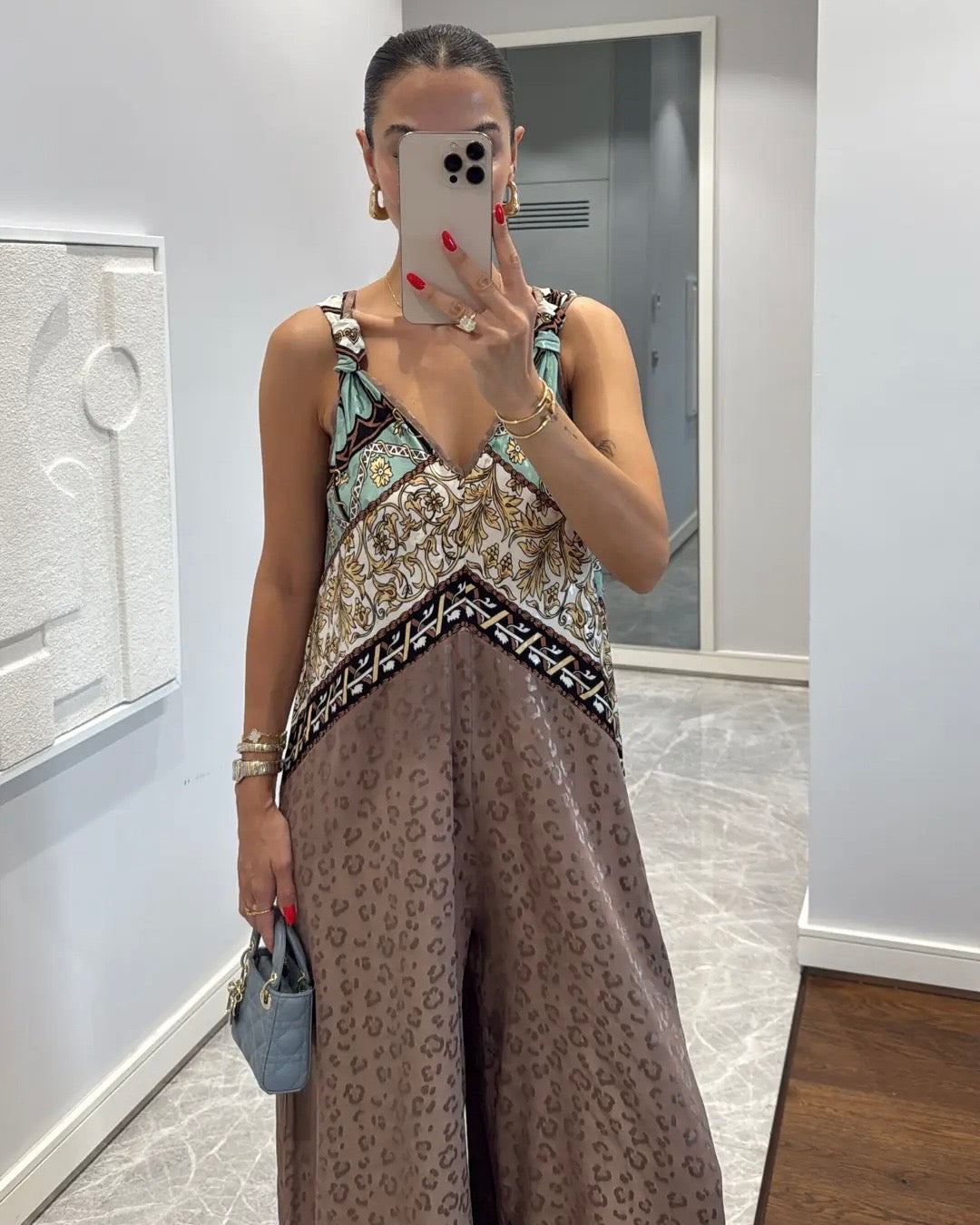 Satin patterned jumpsuit