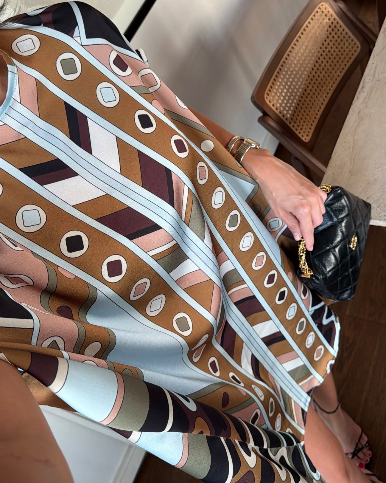 Patterned satin dress