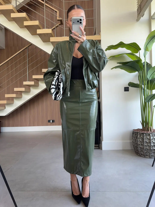PU faux-leather two-piece set