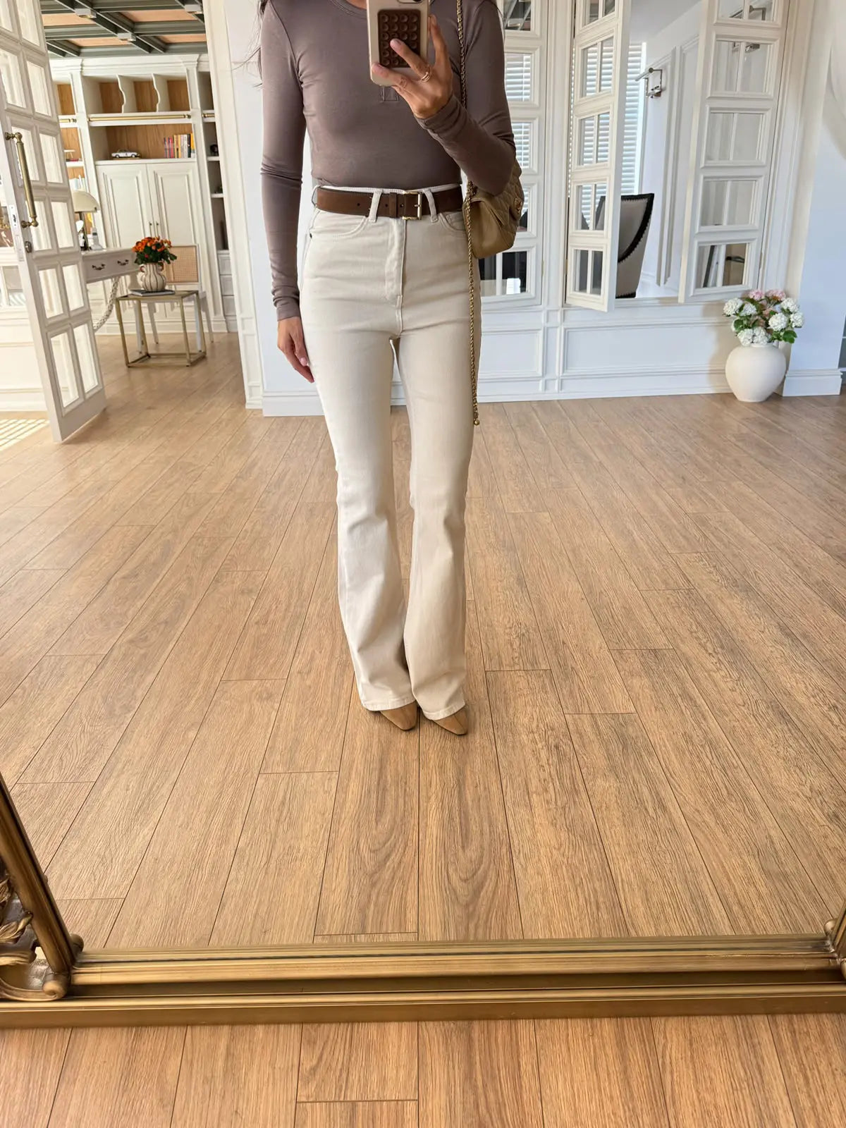 High-waist flare trousers
