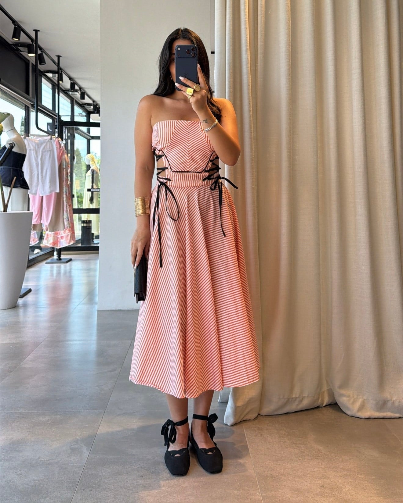 Orange pansy skirt set
