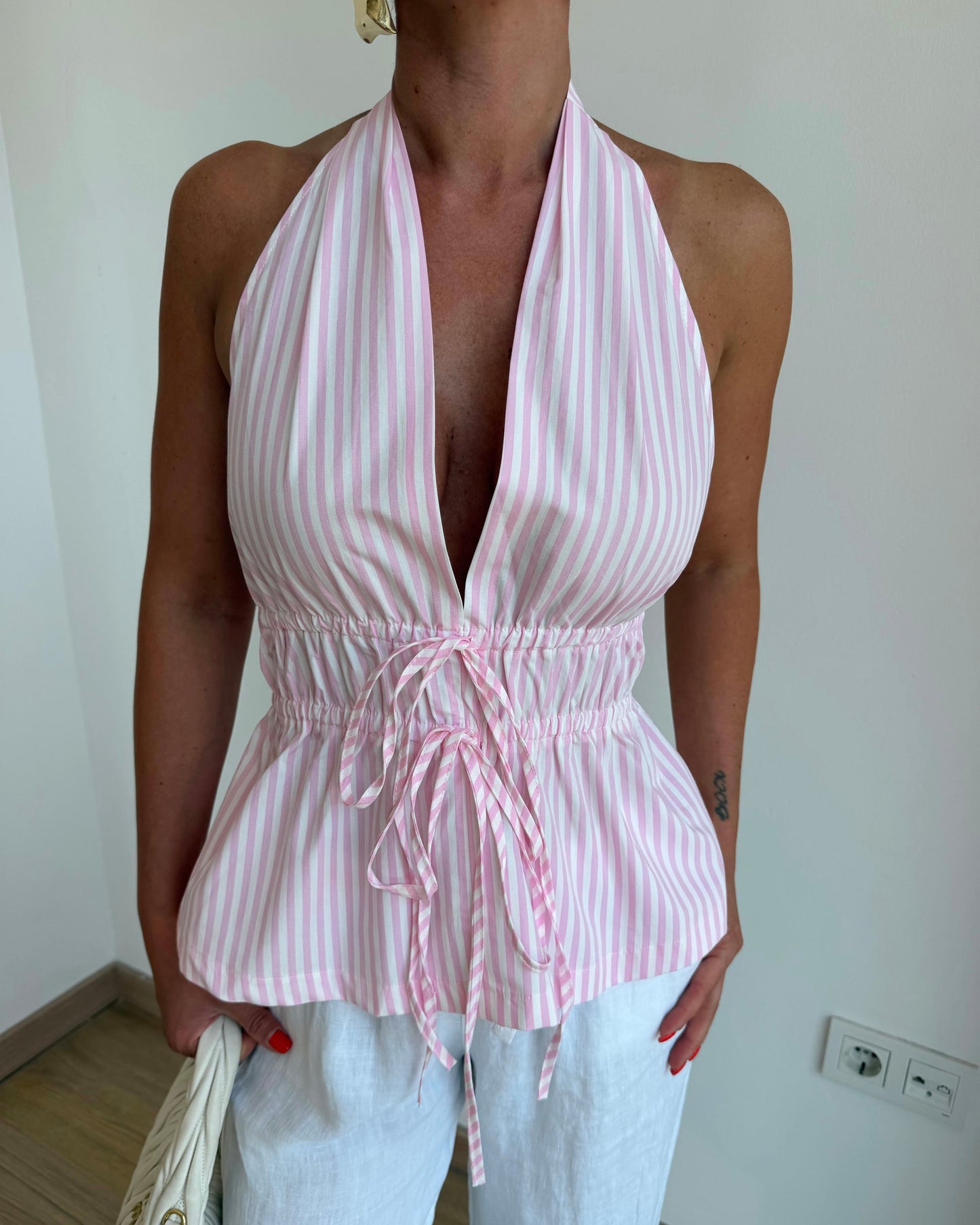Striped Tie-Up blouse