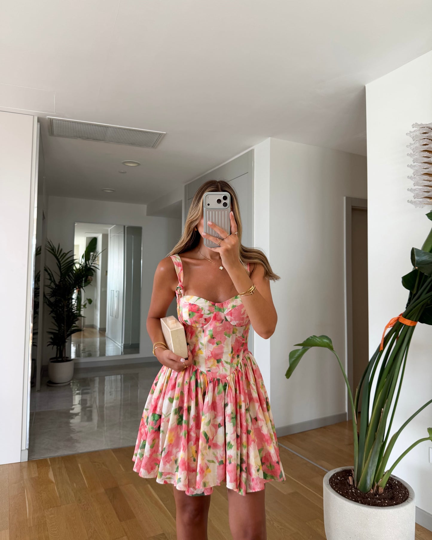 Floral patterned strappy mini dress