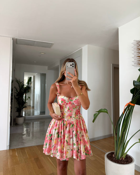 Floral patterned strappy mini dress