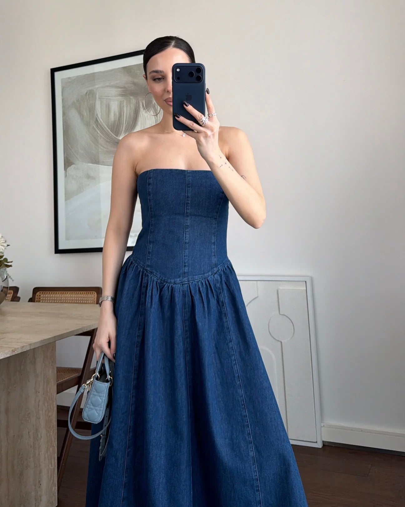 Strapless denim dress