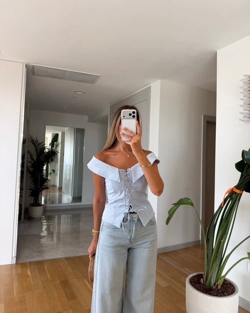 Lace-up eyelet top