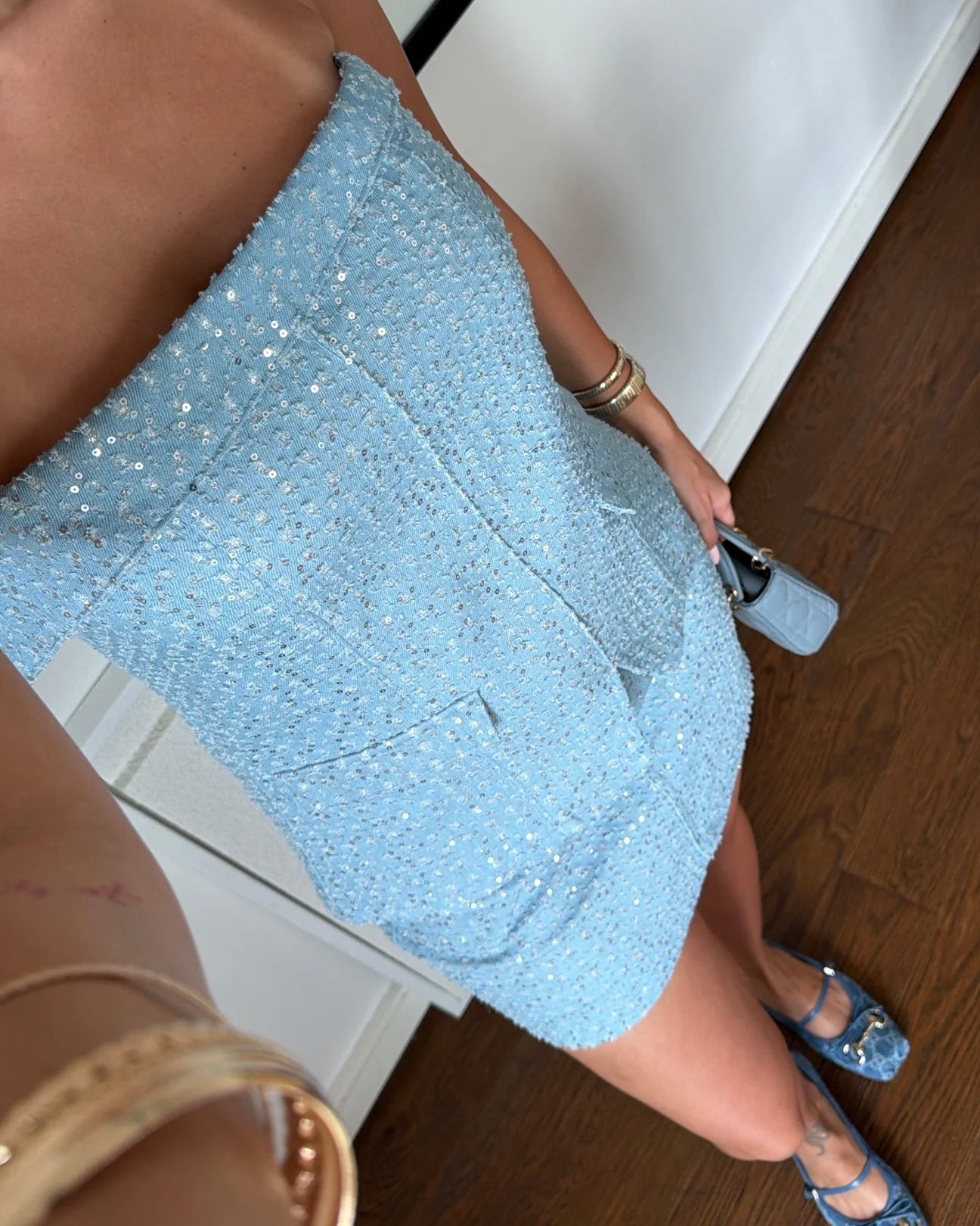 Shimmering detail blouse and skirt set