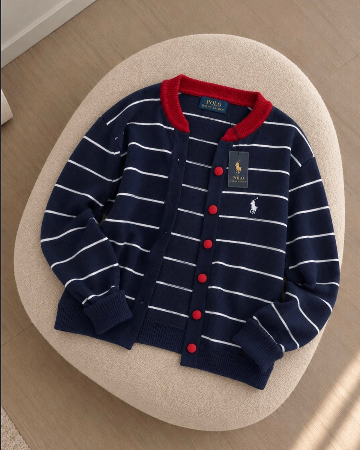 horizontal-striped knit cardigan