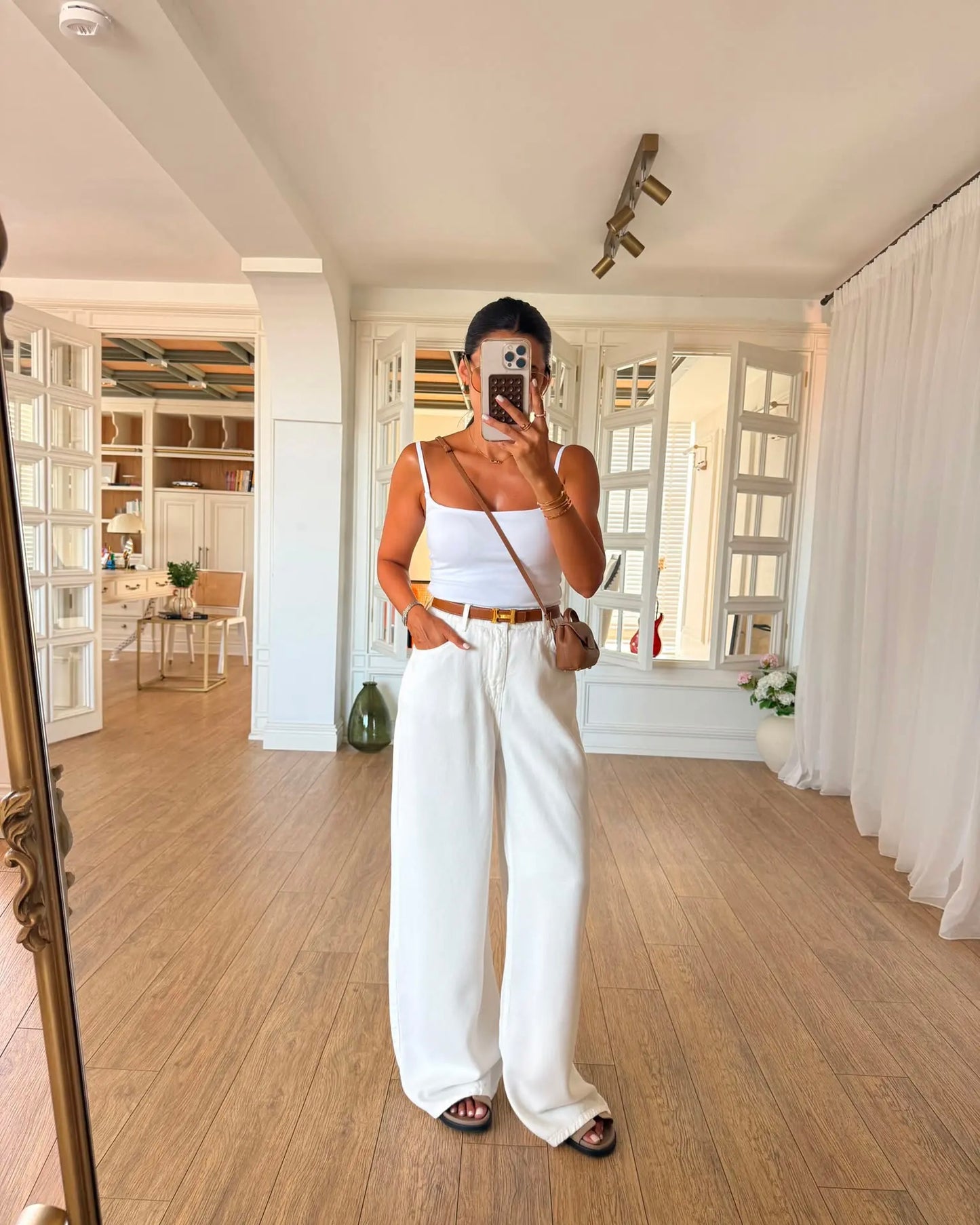 Ruby elastic back waist wide leg flowy trousers